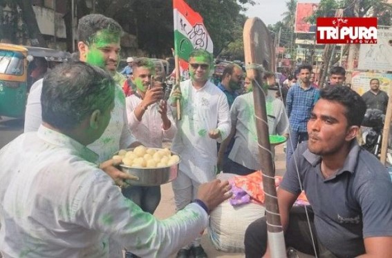 Tripura Trinamool distributed ‘Rosogolla’ among Public as TMC sweeps Bengal By-Poll with a record margin Victory for CM Mamata Banerjee  